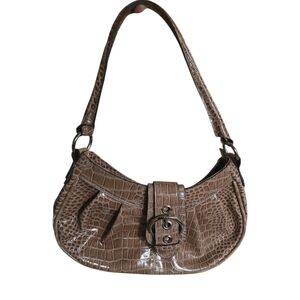 Elegant Tan Crocodile-Embossed Shoulder Bag NINE WEST BRAND